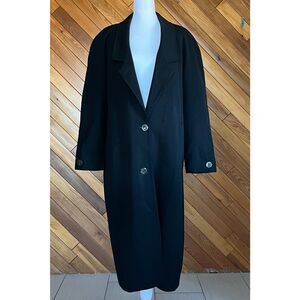 Vintage Black Fine Wool Duster Coat